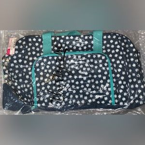 Thirty One All packed up duffle navy doodle dot